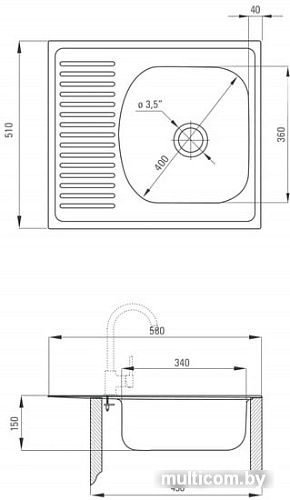Кухонная мойка Deante Techno ZMU 0113 (сатин)