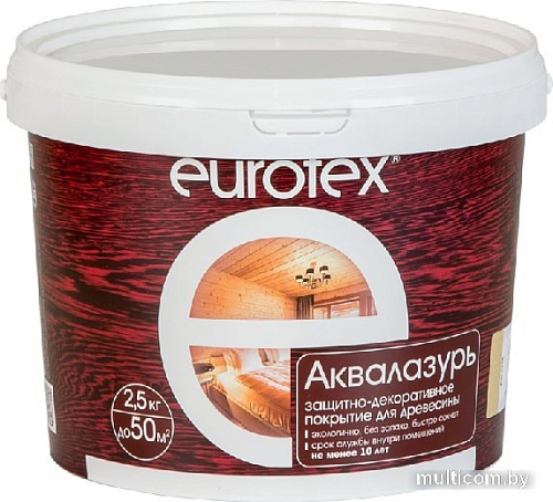 Лак Eurotex Аквалазурь (утренний туман, 2.5 кг)