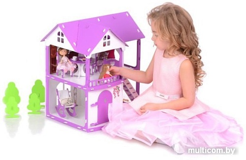 Кукольный домик Krasatoys Светлана с мебелью 000251 (белый/сиреневый)