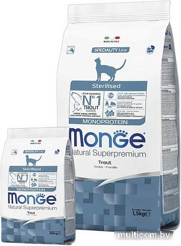 Сухой корм для кошек Monge Superpremium Monoprotein Sterilised Trout 10 кг