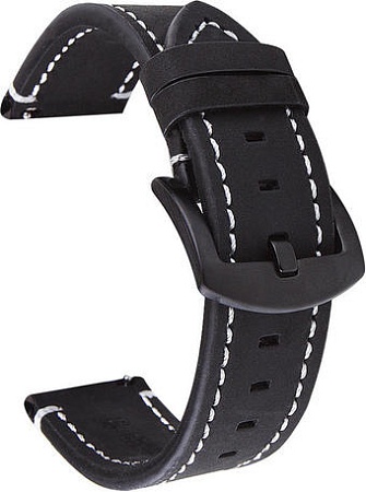 Ремешок Rumi кожаный Leather GT3 20 мм (матовый черный)