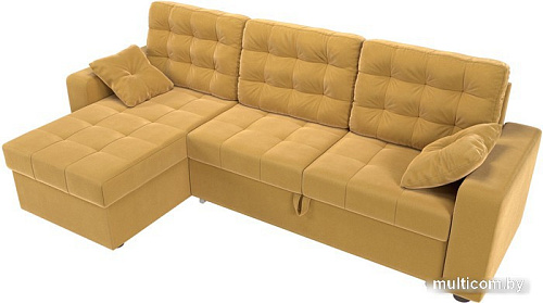 Угловой диван Лига диванов Камелот левый 109746L (микровельвет желтый)