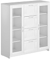 Тумба Mio Tesoro Сириус 2 двери со стеклом и 4 ящика 117x123 2.02.03.400.1 (белый)