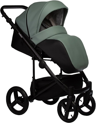 Универсальная коляска Indigo Tour Eco (2 в 1, te 03/черная кожа+шалфей кожа)