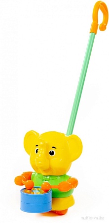 Развивающая игрушка Полесье Каталка Слоненок с ручкой 96661