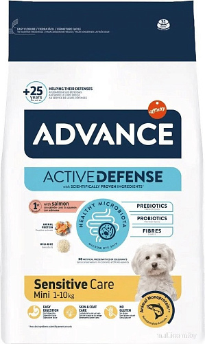 Сухой корм для собак Advance Mini Sensitive с лососем и рисом 1.5 кг