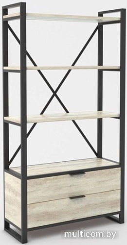 Стеллаж Hype Mebel Стандарт Люкс 50x200 (черный/древесина белая)