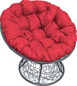 Кресло M-Group Папасан 12020306 (серый ротанг/красная подушка)