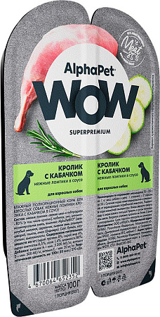 Консервированный корм для собак AlphaPet WOW Кролик и кабачок 211006 100 г