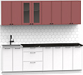 Готовая кухня Интермебель Лион-18 2.4м (красная глазурь софт/белый софт/тунис)