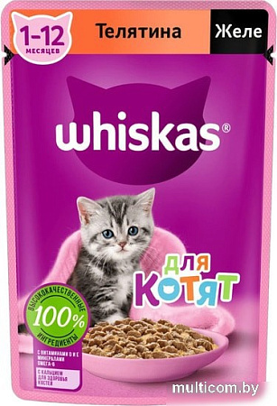 Пресервы Whiskas Желе с телятиной для котят 75 г