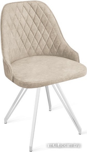 Стул Трия Гранд К4 (белый матовый/микровелюр Wellmart Dark Beige)