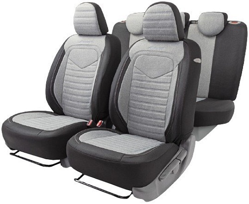 Комплект чехлов для сидений Autoprofi Linen LIN-1505 (черный/светло-серый)