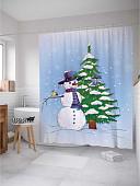 Шторка-занавеска для ванны JoyArty Приветливый снеговик sc_19386