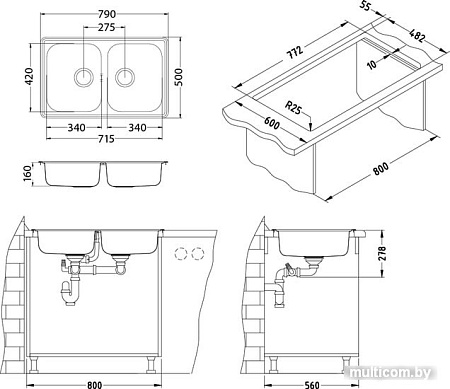 Кухонная мойка Alveus Line 90 Satin-90