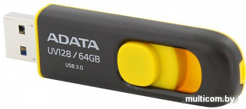 USB Flash A-Data DashDrive UV128 Black/Yellow 64GB (AUV128-64G-RBY)