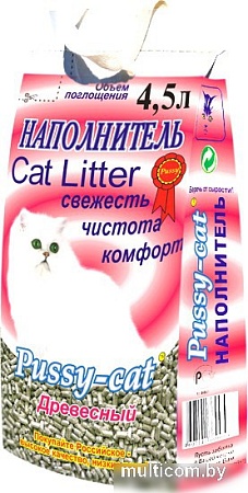 Наполнитель для туалета Pussy Cat древесный 4.5 л