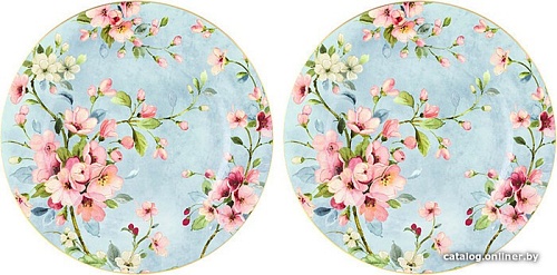 Набор тарелок Elan Gallery Яблоневый цвет на голубом 420430 (2 шт)