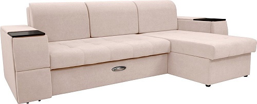 Диван Сириус Лидер-13 с оттоманкой НПБ 285x165 (Eva 01 велюр белый)