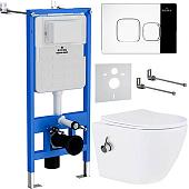 Унитаз подвесной Roxen Antares Bidet в комплекте с инсталляцией StounFix Slim 6 в 1 942567 (кнопка: хром глянец)
