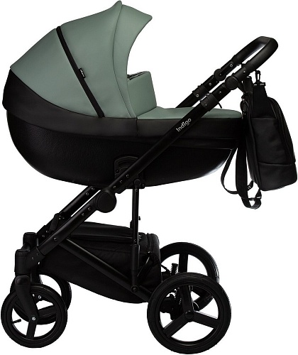Универсальная коляска Indigo Tour Eco (2 в 1, te 03/черная кожа+шалфей кожа)