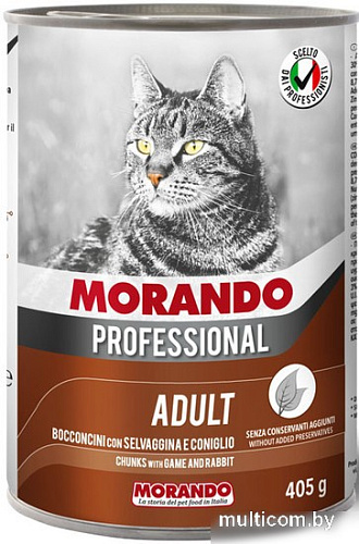 Консервированный корм для кошек Morando Professional кусочки с дичью и кроликом 405 г