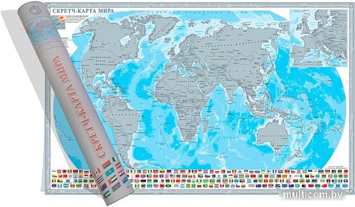Скретч-карта Белкартография Мир 88x55 см (в тубусе)