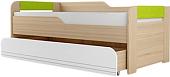 Кровать с выдвижным спальным местом Аквилон Стиль 900.1 190x90/180x80 (белый/лайм/туя светлая)