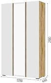 Шкаф распашной Стендмебель Хелен ШК 02 3-х створчатый с зеркалом (белый/дуб крафт золотой)