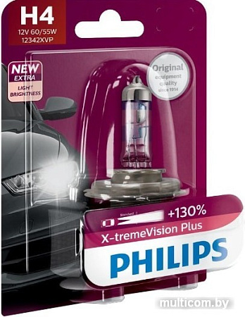 Галогенная лампа Philips H4 X-tremeVision Plus 1шт