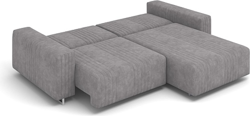 Угловой диван Rivalli Уолтер ШП 1000 + оттоманка (Tango Pebble/полиалюминий)