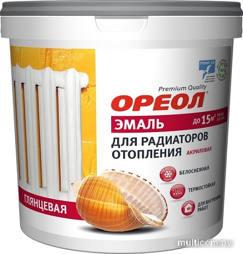 Эмаль Ореол для радиаторов отопления акриловая 0.8 кг (белая)