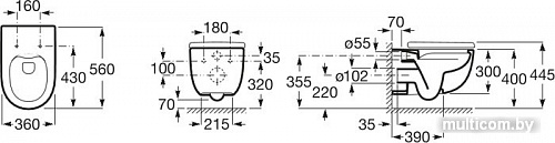 Унитаз Roca Meridian с сиденьем и пневмокрышкой A34624L000+8012A2004