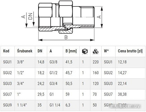 Фитинг Ferro Муфта cоединительная прямая латунная 3/4&quot; с 0-рингом SGU3