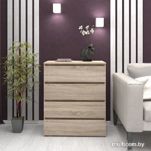 Комод Кортекс-мебель Бари 80 4ш (дуб сонома/дуб сонома/дуб сонома)