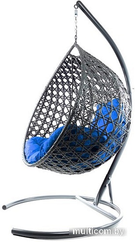 Подвесное кресло M-Group Капля Люкс 11030310 (серый ротанг/синяя подушка)