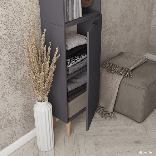 Стеллаж MONOFIX Одос с одной дверцей (графит)