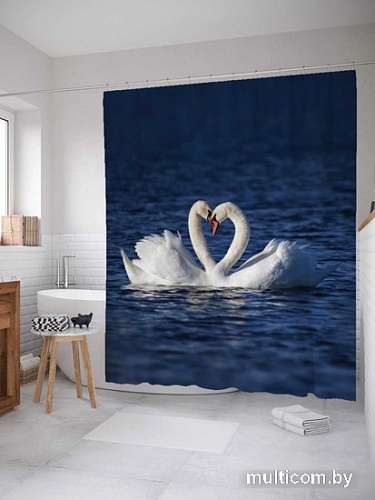 Шторка-занавеска для ванны JoyArty Любовь лебедей sc_79748
