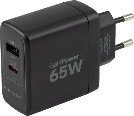 Сетевое зарядное Digma DPW6A (черный)