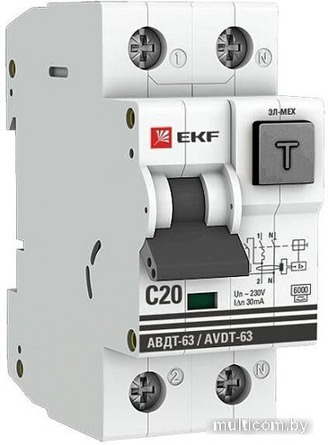 Дифференциальный автомат EKF PROxima АВДТ-63 20А30мА DA63-20-30e