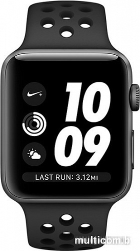 Умные часы Apple Watch Nike+ 38 мм (алюминий серый космос/антрацитовый, черный)