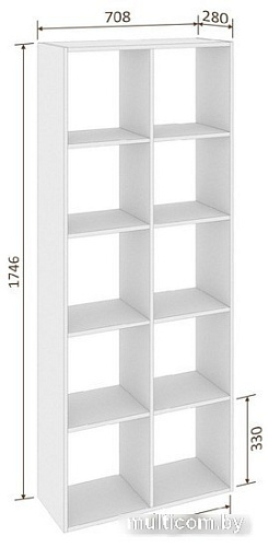 Стеллаж Кортекс-мебель Дельта-10 км.02539 71x175 (береза)