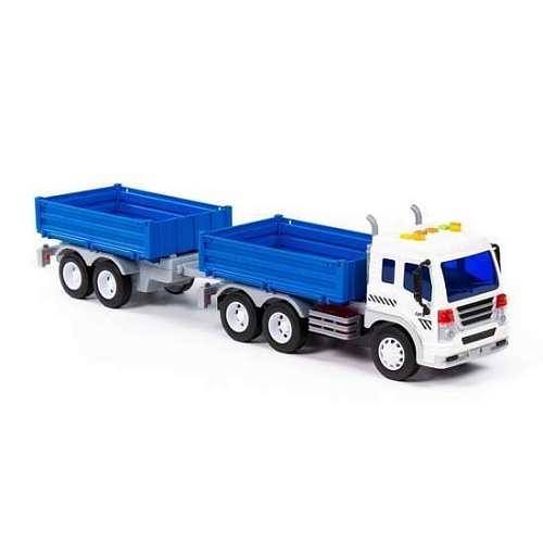Грузовик Полесье Сити бортовой с прицепом 93127 (синий)