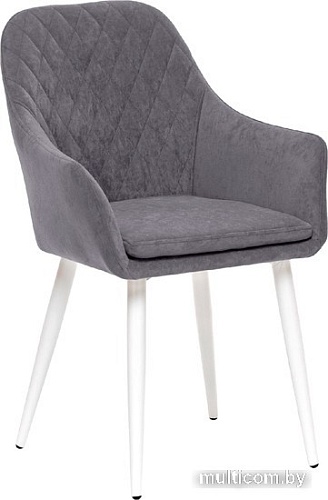 Стул с подлокотниками Leset Слим с подлокотниками (белый/велюр графит)