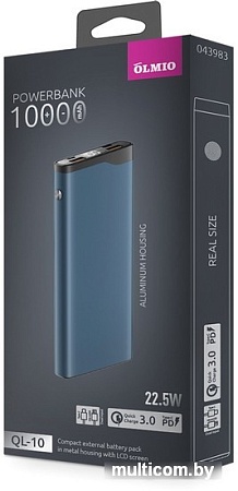 Внешний аккумулятор Olmio QL-10 10000mAh (голубой)