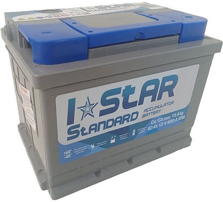 Автомобильный аккумулятор I-STAR 62 R+ (62 А·ч)
