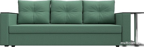 Диван Лига диванов Атланта со столом справа 126160 (рогожка амур зеленый)