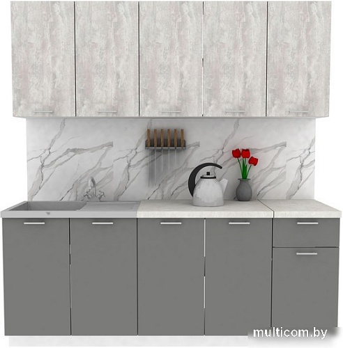 Готовая кухня ЭлиГард Lion 2.0 (ледяное дерево/дымчатый алмаз/королевский опал)