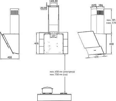Кухонная вытяжка Korting KHC 65070 GW