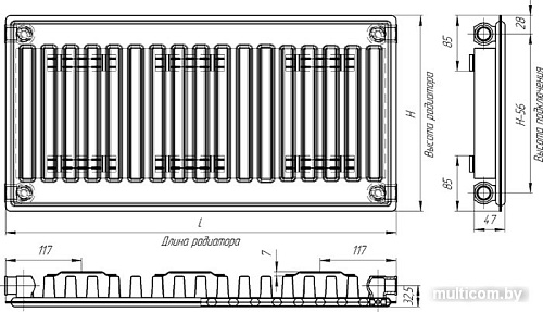 Стальной панельный радиатор Лидея ЛК 11-510 тип 11 500x1000